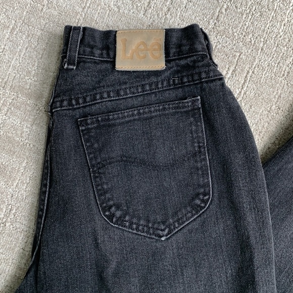 Vintage Lee Dark Gray High Waist Mom Jeans Size 14P Made in USA - Picture 2 of 10
